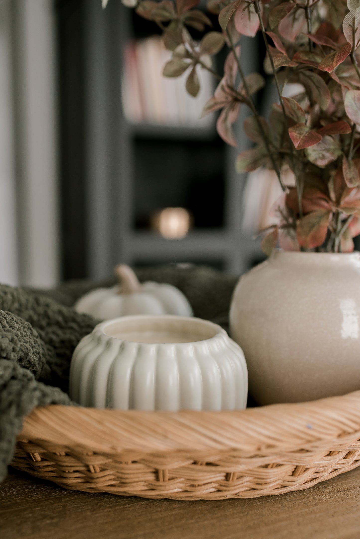 Autumn Ivory Ceramic Pumpkin Jar