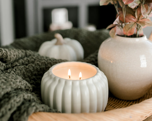 Autumn Ivory Ceramic Pumpkin Jar