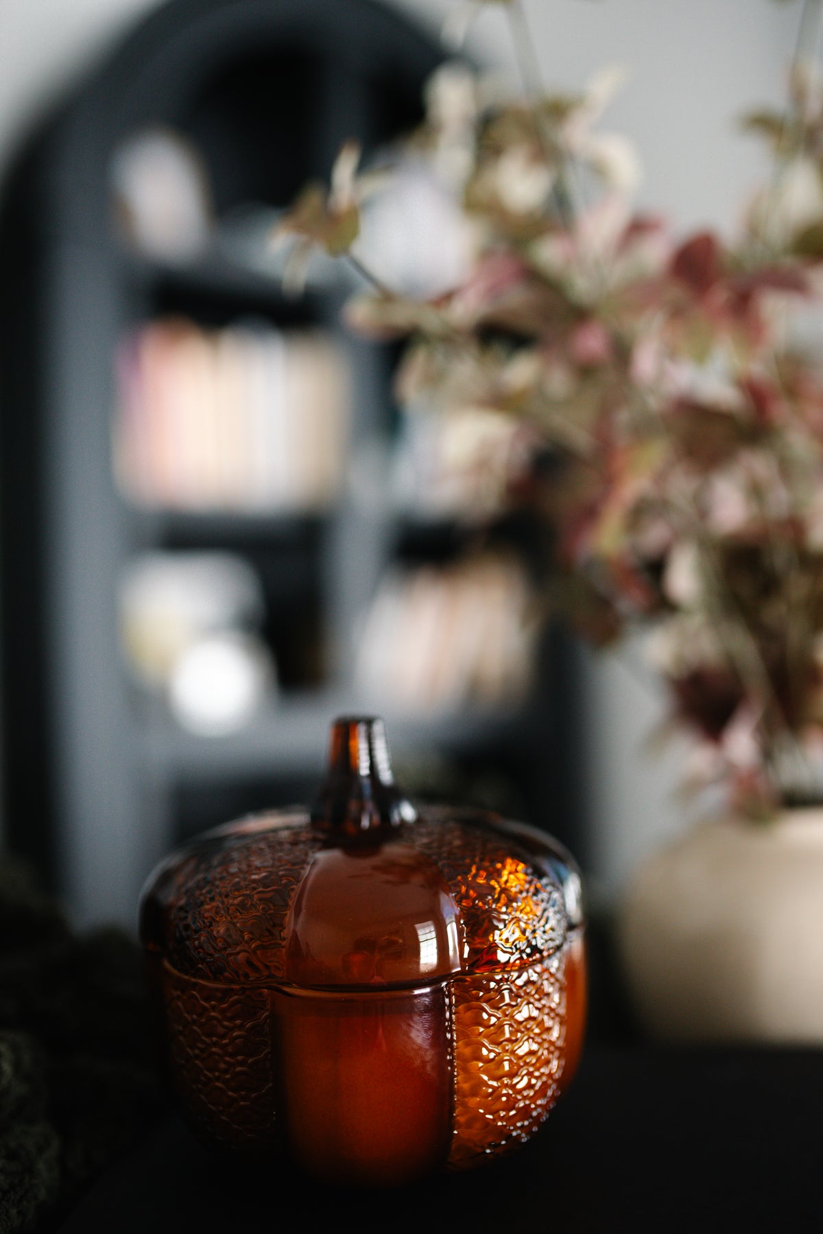 Amber Heirloom Glass Pumpkin Vessel
