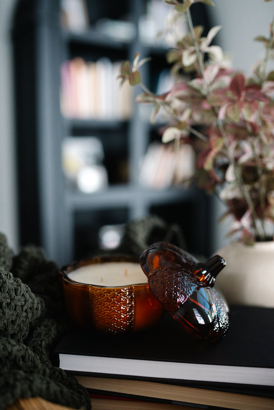 Amber Heirloom Glass Pumpkin Vessel